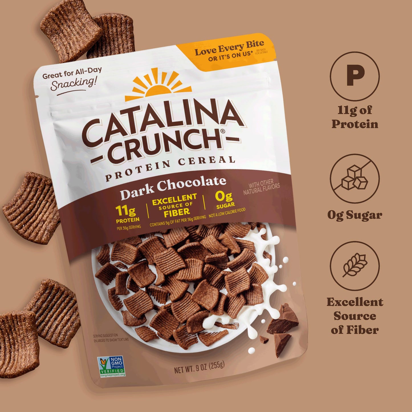 CEREAL CATALINA CRUNCH DARK CHOCOLATE 255g (0g Sugar)